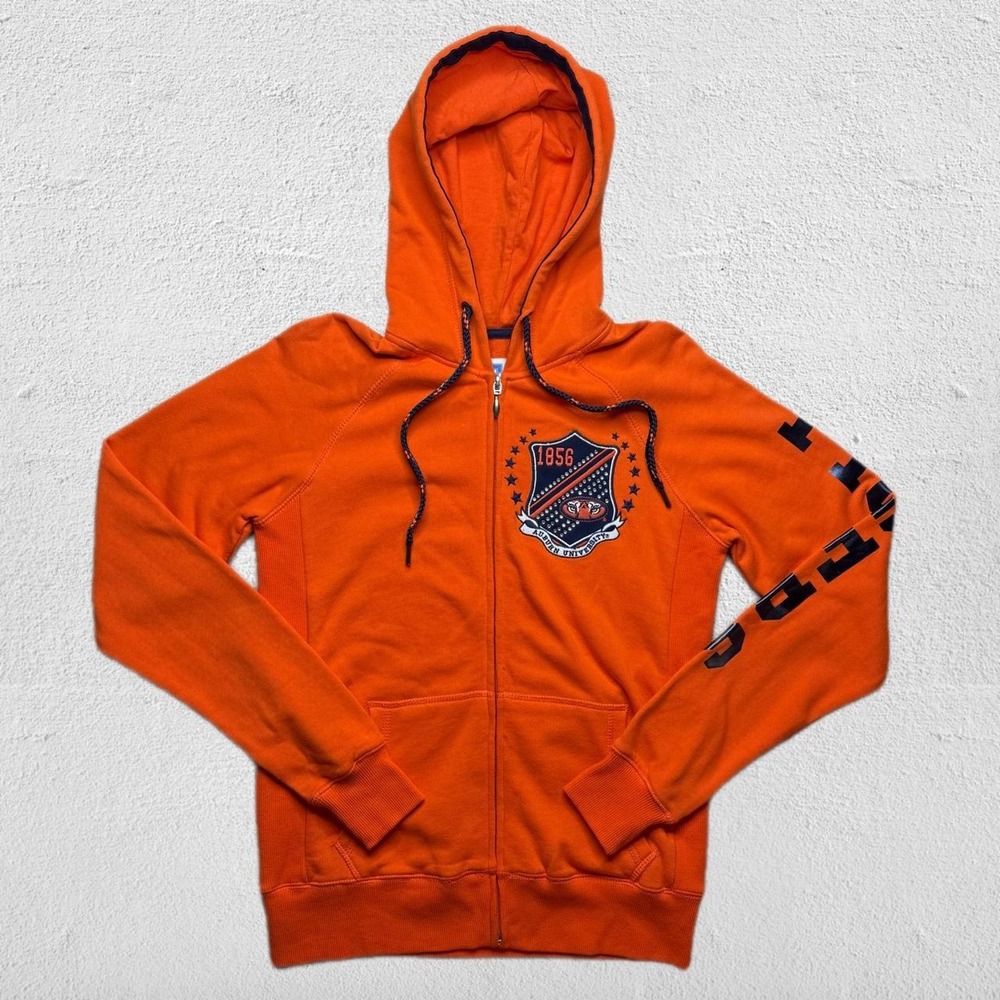 E5 College Classics NCAA Auburn Tigers Rhinestone Full Zip Hoodie Orange S